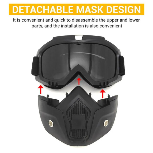 Versatile Motorcycle Goggles with Detachable Mask - Image 3