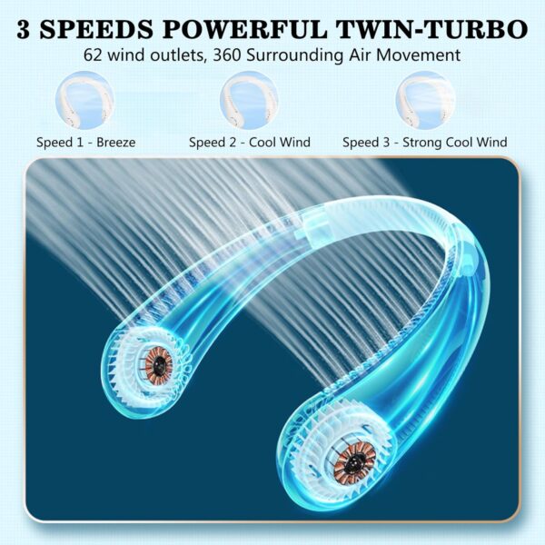 Portable Bladeless Neck Fan – Rechargeable, Hands-Free Cooling - Image 3